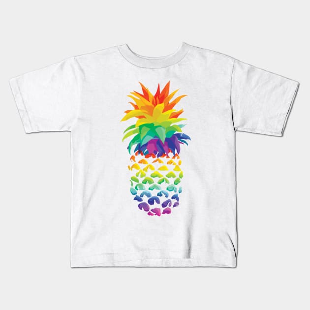 Pineapple Rainbow Fruit Kids T-Shirt by ThinkingSimple